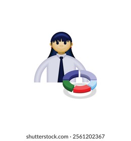 businessman icon, a person wearing formal clothes and a pie chart, an illustration of a financial report, suitable for business, website, employee, financial report, and etc