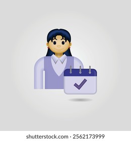 businessman icon, person wearing formal clothes and calendar with check mark. employee attendance illustration, suitable for website, application, employee attendance, and etc.