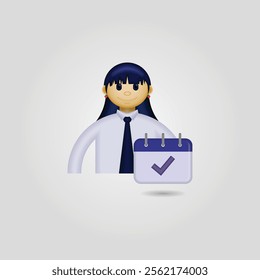 businessman icon, person wearing formal clothes and calendar with check mark. employee attendance illustration, suitable for website, application, employee attendance, and etc.