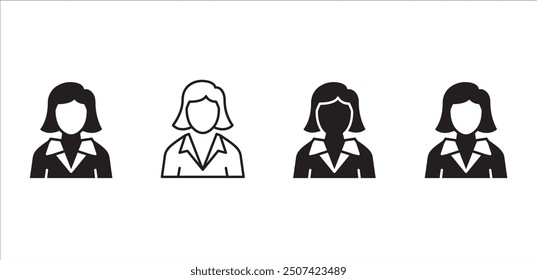 Businessman icon. Professional company person or worker symbol. Anonymous profile, people and user account symbol. Business woman icons. Vector stock icons illustration.