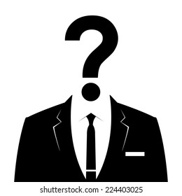 Businessman icon with question mark as a head - suspect concept