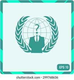 Businessman icon with question mark as a head - suspect concept
