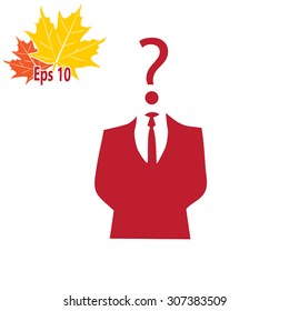 Businessman icon with question mark as a head - suspect concept
