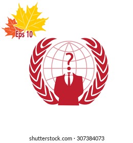 Businessman icon with question mark as a head - suspect concept