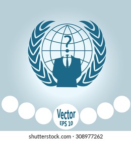 Businessman icon with question mark as a head - suspect concept