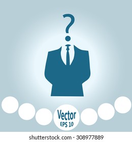 Businessman icon with question mark as a head - suspect concept
