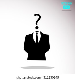 Businessman icon with question mark as a head - suspect concept