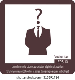 Businessman icon with question mark as a head - suspect concept