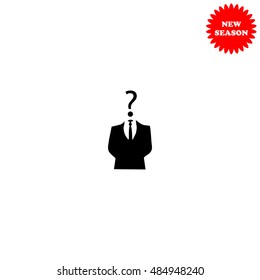 Businessman icon with question mark vector icon isolated on white background.