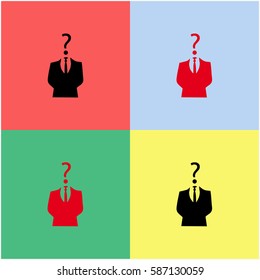 Businessman icon with question mark vector  icon.