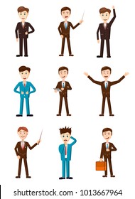 Businessman icon set. Cartoon set of businessman vector icons for web design isolated on white background