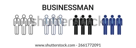 Businessman Icon Set with different style and color 