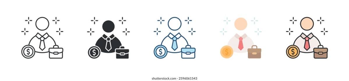 Businessman Icon Set Multiple Style Collection