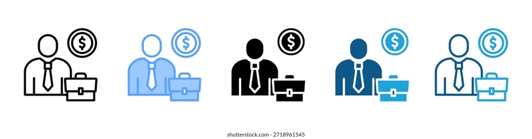 Businessman icon set multiple style collection