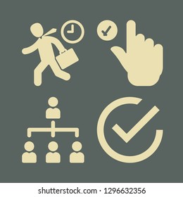businessman icon set with organization, hurry to work and check and hand vector illustration