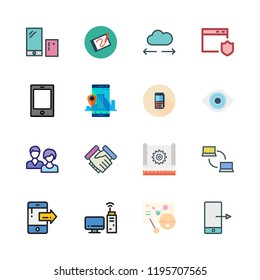 businessman icon set. vector set about computer, cloud computing, meeting and networking icons set.