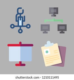 businessman icon set. vector set about documents, networking, employee and white board icons set.