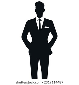 Businessman icon. Silhouette of a man in a business suit