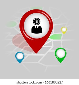businessman icon. Simple glyph vector of Business Location pin set for UI and UX, website or mobile application