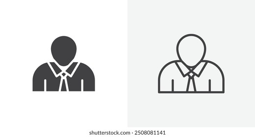 Icono del hombre de negocios en estilo sólido y delineado