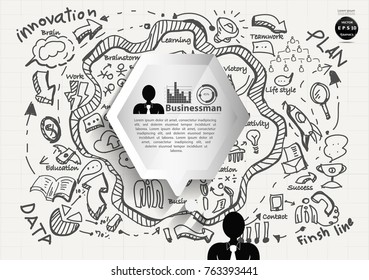 Businessman icon  and Speech bubble  Polygon  ,Background Plan Business -  Modern design Idea and Concept Vector illustration  Infographic template.