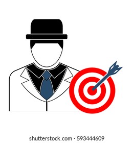 Businessman icon and target. Vector illustration