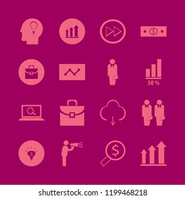 businessman icon. businessman vector icons set statistics, growing graph, download and find concept