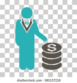 Businessman icon. Vector illustration style is flat iconic bicolor symbol, grey and cyan colors, transparent background. Designed for web and software interfaces.