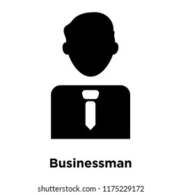 Businessman icon vector isolated on white background, logo concept of Businessman sign on transparent background, filled black symbol