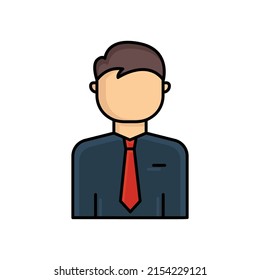 Businessman icon vector. man wearing tie. Suitable for business icon. Filled line icon style. simple design editable. Design simple illustration