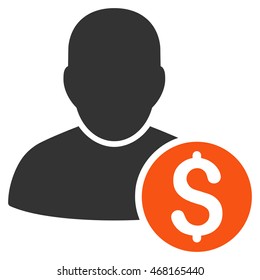 Businessman icon. Vector style is bicolor flat iconic symbol with rounded angles, orange and gray colors, white background.