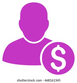 Businessman icon. Vector style is flat iconic symbol with rounded angles, violet color, white background.