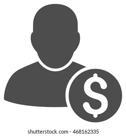 Businessman icon. Vector style is flat iconic symbol with rounded angles, gray color, white background.