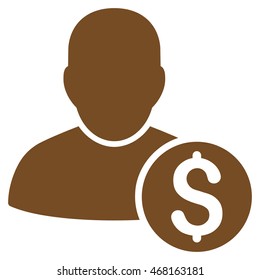 Businessman icon. Vector style is flat iconic symbol with rounded angles, brown color, white background.