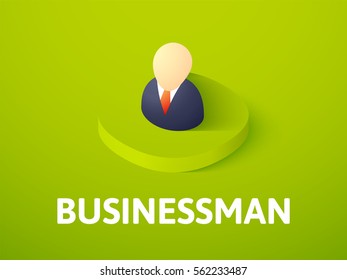 Businessman icon, vector symbol in flat isometric style isolated on color background