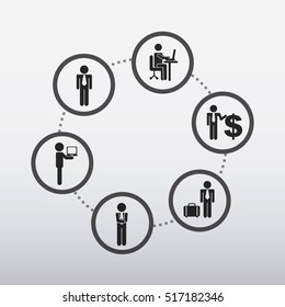 businessman icons in black circles over gray background. vector illustration