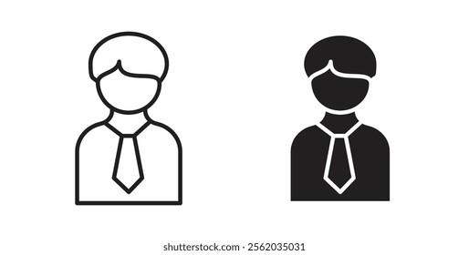 Businessman icons in flat and line style set.