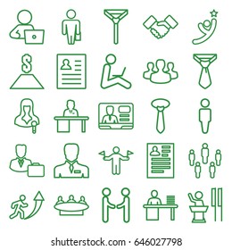 Businessman icons set. set of 25 businessman outline icons such as man with flags, man, tie, resume, group, man with laptop, businessman, tv speaker, handshake, user group