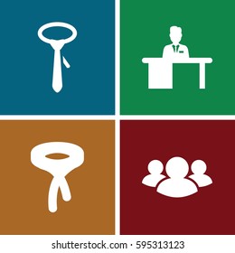 businessman icons set. Set of 4 businessman filled icons such as tie, group