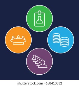 Businessman icons set. set of 4 businessman outline icons such as group, clipboard
