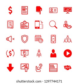 businessman icons set with resume, black hand with finger pointing down and shield vector set