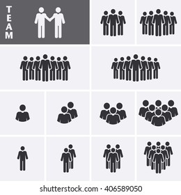 Businessman Icons set. Team Icons. Crowd of people. Group of men (business man). Vector set