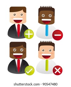 businessman icons with signs over white background. vector