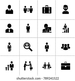 Businessman icons. vector collection filled businessman icons. includes symbols such as businessmen communication, case, career growth, man. use for web, mobile and ui design.