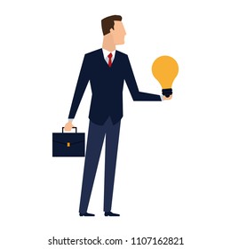 Businessman with idea and briefcase
