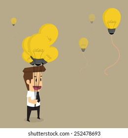 businessman with idea bulb balloon.vector