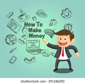 Businessman with idea and concept