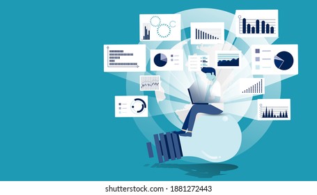 Businessman Idea concept   illustration vector,Office Work,Social Network Technology,Earth, chart,graph, for success,set icon.