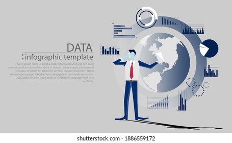 Businessman Idea concept   illustration vector,Office Work,Social Network Technology,Earth, chart,graph, for success,set icon,infographic template.