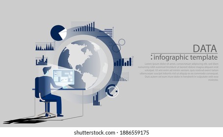 Businessman Idea concept   illustration vector,Office Work,Social Network Technology,Earth, chart,graph, for success,set icon,infographic template.